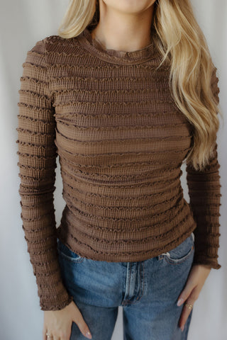 Smocked Layering Top, Brown - The Red Thread Boutique