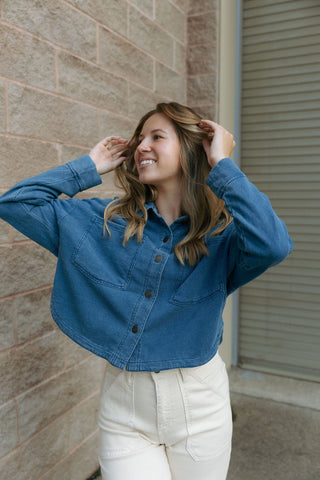 All Day Cropped Knit Denim Jacket, Vtg Indigo by Z Supply *final sale