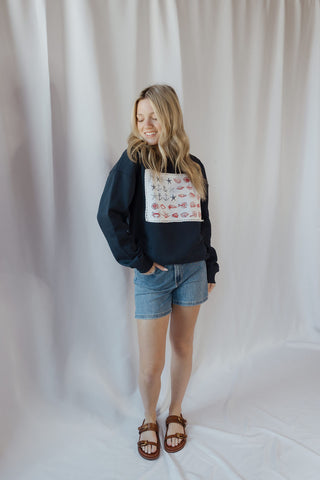 June Nautical Motif American Flag Sweatshirt
