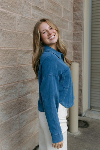 All Day Cropped Knit Denim Jacket, Vtg Indigo by Z Supply *final sale