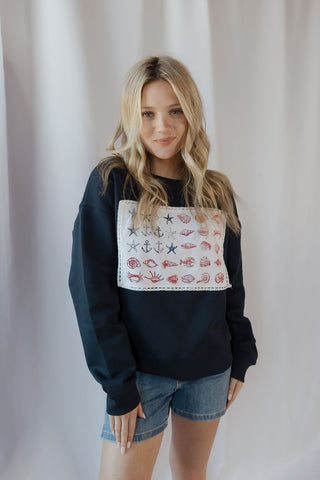 June Nautical Motif American Flag Sweatshirt