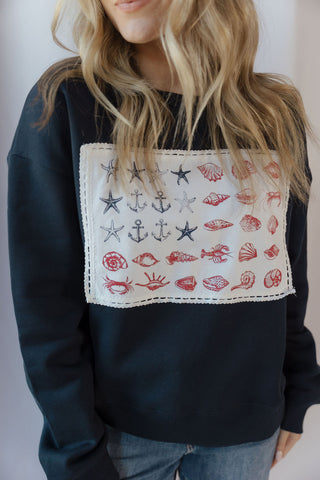 June Nautical Motif American Flag Sweatshirt