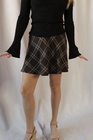 Z Supply Bellissimo Plaid Mini Skirt, Dark Roast - The Red Thread Boutique
