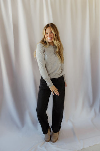 Crochet Hooded Sweater, Gray - The Red Thread Boutique