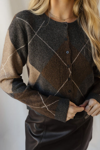 Z Supply Medina Argyle Cardigan, Charcoal Heather - The Red Thread Boutique