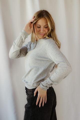 Crochet Hooded Sweater, Gray - The Red Thread Boutique