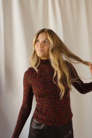 Z Supply Lira Dani Ditsy Top, Red Dahlia - The Red Thread Boutique