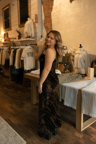 Velvet Textured Dress, Brown *final sale