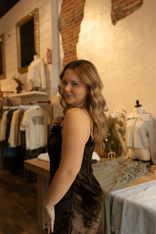 Velvet Textured Dress, Brown *final sale
