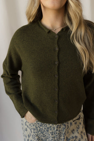 Lightweight Button Down Knit Cardigan, Olive