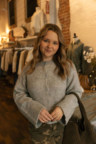 Button Front Cardigan, Gray