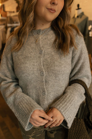 Button Front Cardigan, Gray