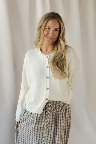 Anna Button Down Cardigan, Ivory