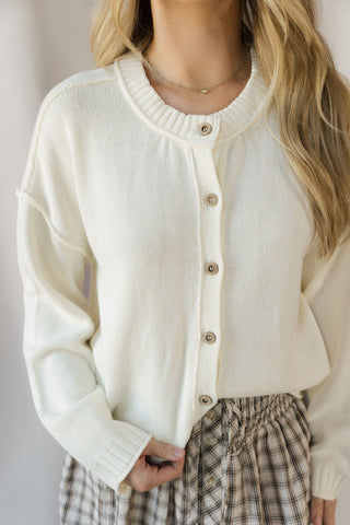 Anna Button Down Cardigan, Ivory