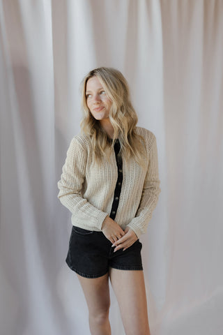 Double Shot Cardigan, Cream/Black - The Red Thread Boutique