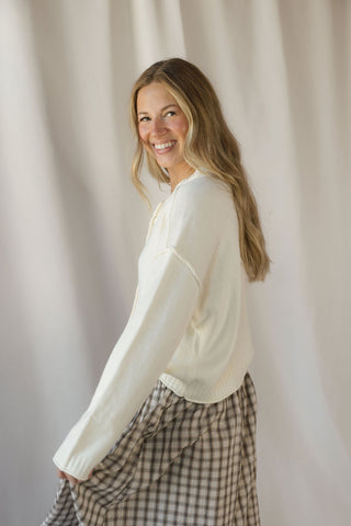 Anna Button Down Cardigan, Ivory
