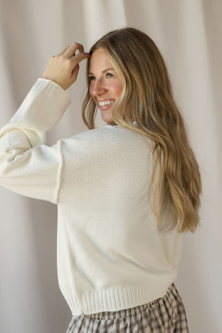 Anna Button Down Cardigan, Ivory