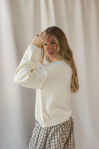 Anna Button Down Cardigan, Ivory