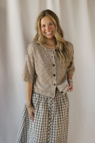 Marley Marled Button Down, Lt Taupe
