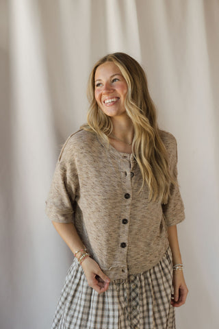 Marley Marled Button Down, Lt Taupe
