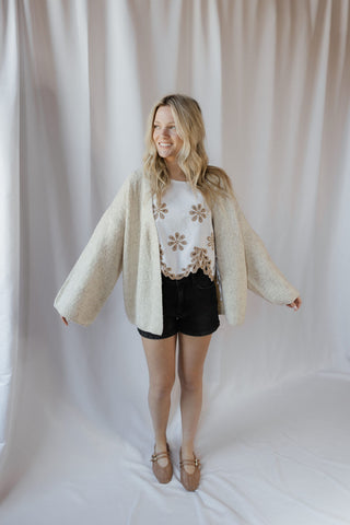 French Vanilla Open Cardigan, Light Beige - The Red Thread Boutique
