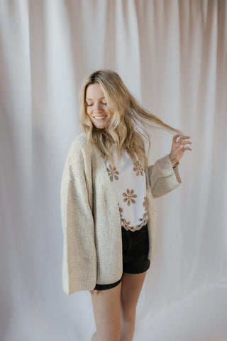 French Vanilla Open Cardigan, Light Beige - The Red Thread Boutique