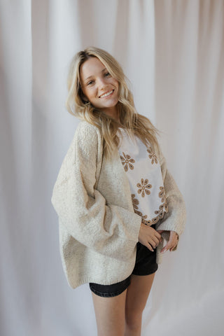 French Vanilla Open Cardigan, Light Beige - The Red Thread Boutique