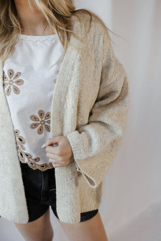 French Vanilla Open Cardigan, Light Beige - The Red Thread Boutique