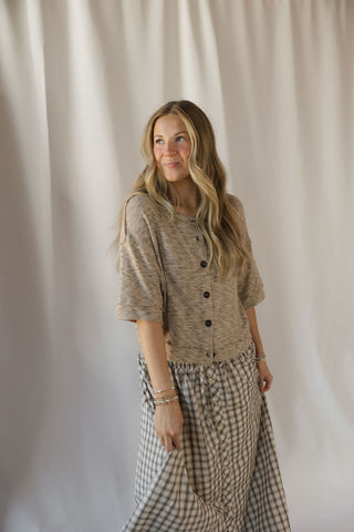 Marley Marled Button Down, Lt Taupe