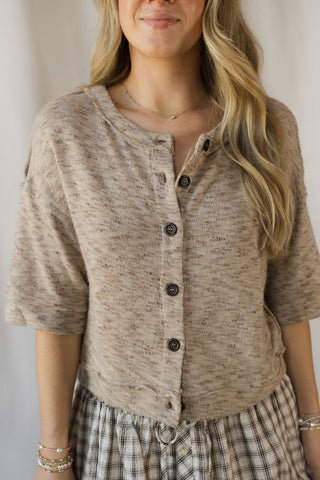 Marley Marled Button Down, Lt Taupe