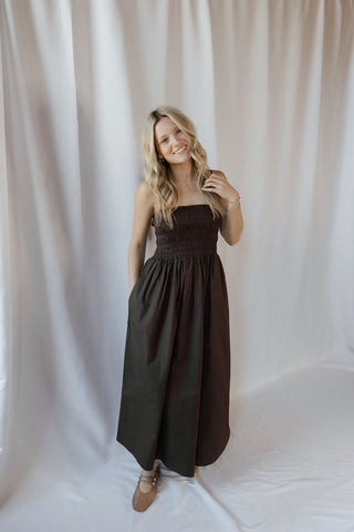 Z Supply Cornelia Poplin Midi Dress, Chocolate Cherry The Red Thread Boutique Z Supply Cornelia Poplin Midi Dress, Chocolate Cherry The Red Thread Boutique