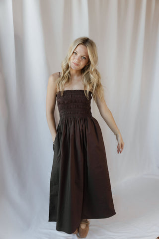 Z Supply Cornelia Poplin Midi Dress, Chocolate Cherry