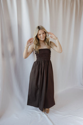 Z Supply Cornelia Poplin Midi Dress, Chocolate Cherry - The Red Thread Boutique