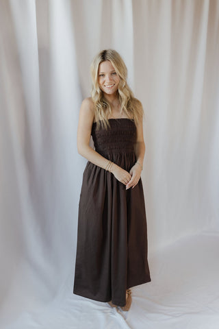 Z Supply Cornelia Poplin Midi Dress, Chocolate Cherry - The Red Thread Boutique