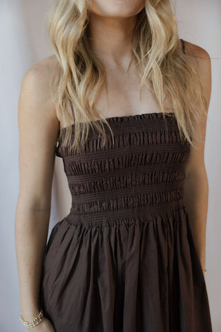 Z Supply Cornelia Poplin Midi Dress, Chocolate Cherry - The Red Thread Boutique
