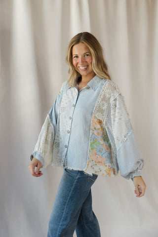 Gina Patchwork Denim Jacket - The Red Thread Boutique