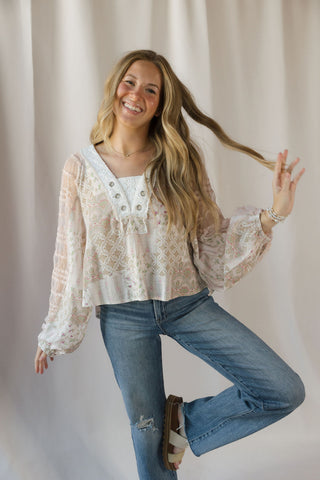 Parker Lace Top, Soft Pink - The Red Thread Boutique