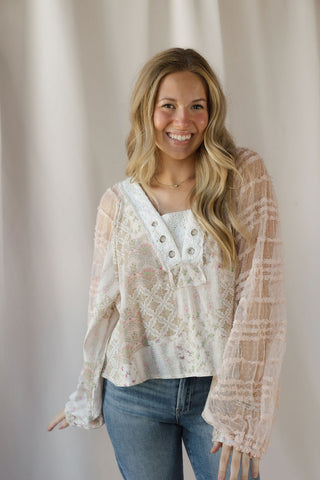 Parker Lace Top, Soft Pink - The Red Thread Boutique