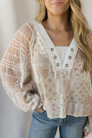 Parker Lace Top, Soft Pink - The Red Thread Boutique