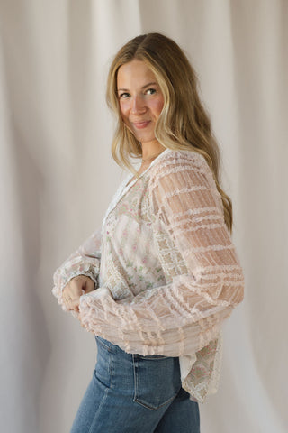 Parker Lace Top, Soft Pink - The Red Thread Boutique