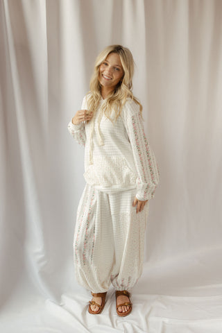 Floral Patchwork Pants, White
