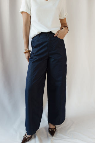 Brooke Tailored Straight Leg Pants, Navy - The Red Thread Boutique