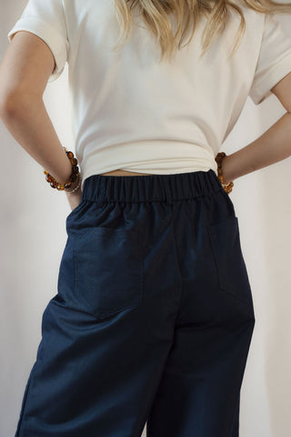 Brooke Tailored Straight Leg Pants, Navy - The Red Thread Boutique