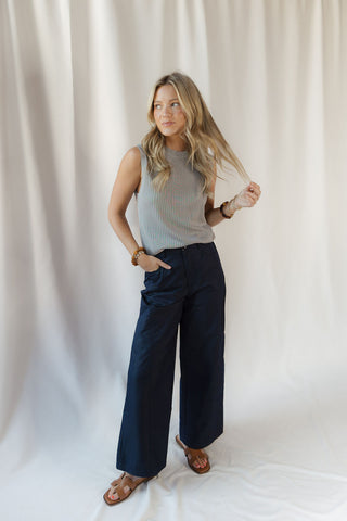 Nina Ribbed Sparkle Tank, Grey - The Red Thread Boutique