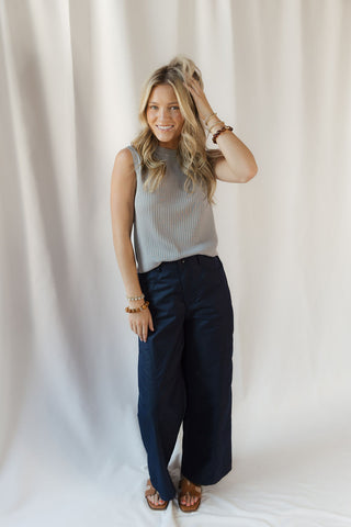 Nina Ribbed Sparkle Tank, Grey - The Red Thread Boutique