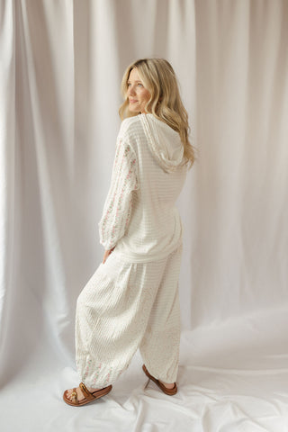 Floral Patchwork Pants, White