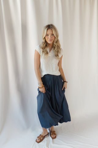 Audrey Ribbed Top, Ivory - The Red Thread Boutique