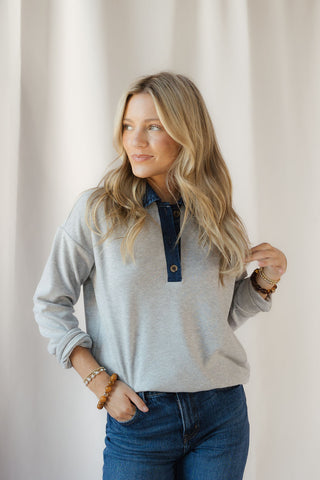 Crest Pullover, Med Grey Heather - The Red Thread Boutique