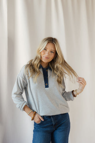 Crest Pullover, Med Grey Heather - The Red Thread Boutique