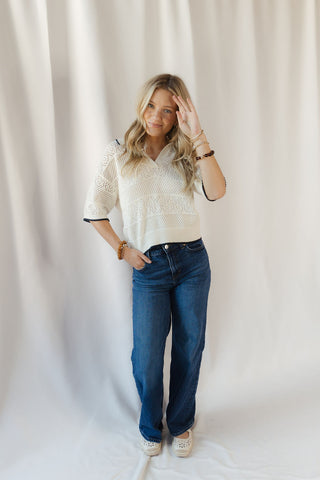 Z Supply Denman Crochet Polo - The Red Thread Boutique